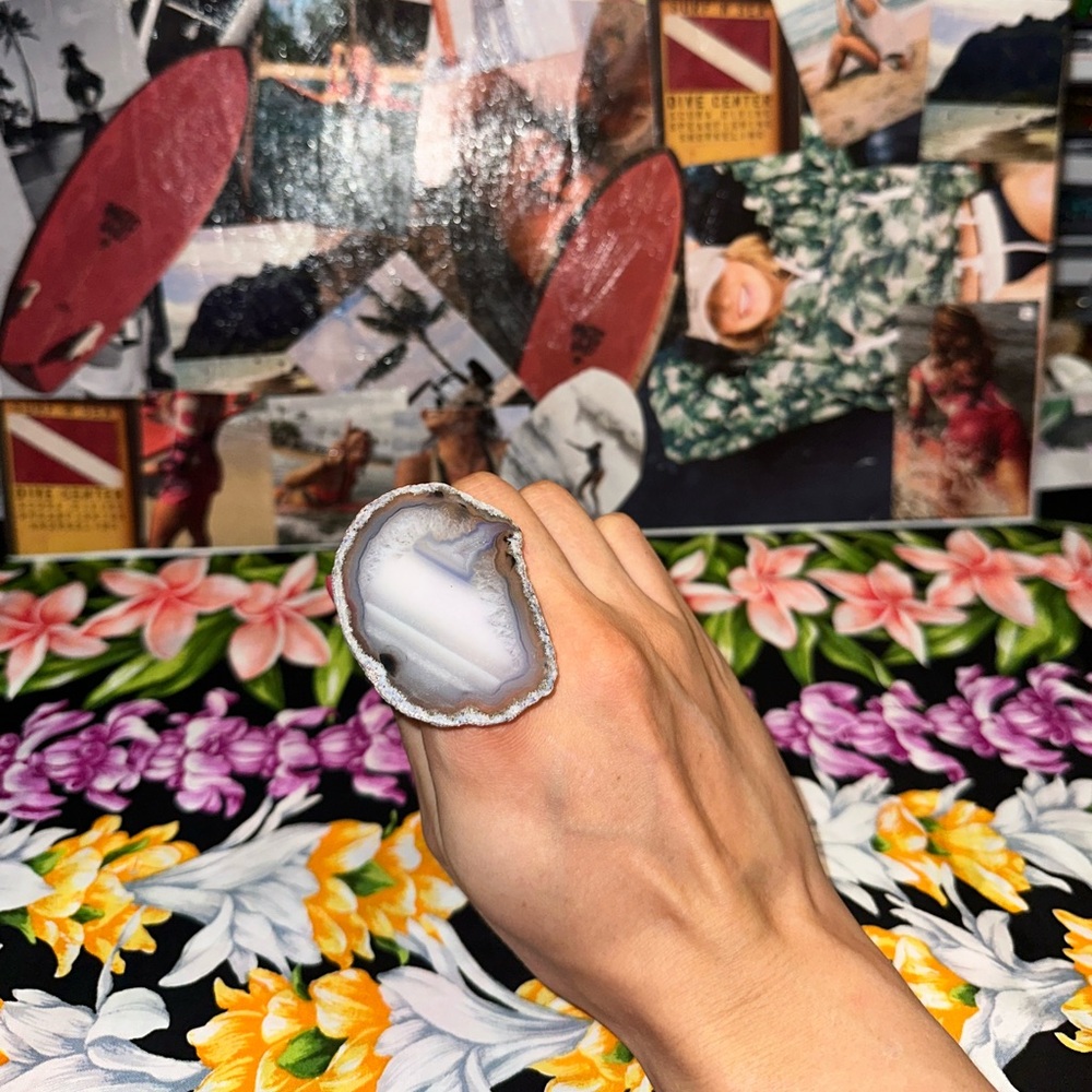 Natural Agate Stone Adjustable Ring - image 6